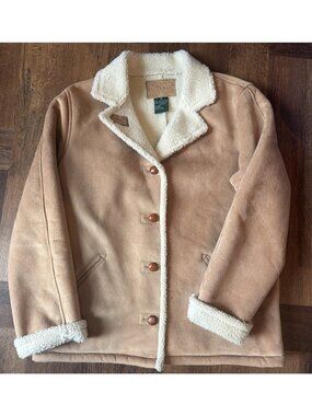 Vintage Ralph Lauren Suede Shearling Jacket Car Coat Sz Medium  American classic